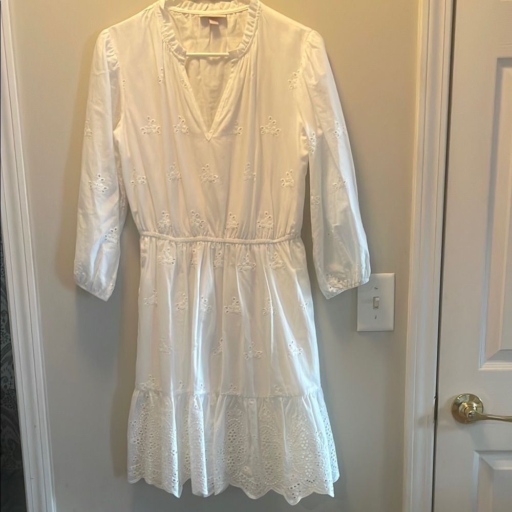 Knox Rose White Long Sleeve V-Neck Sundress